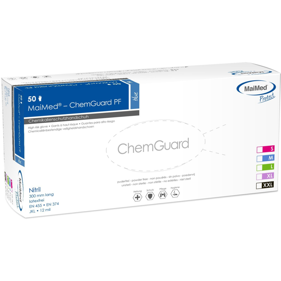 Guante de nitrilo desechable MaiMed Protect - ChemGuard PF, muy alta protección química
