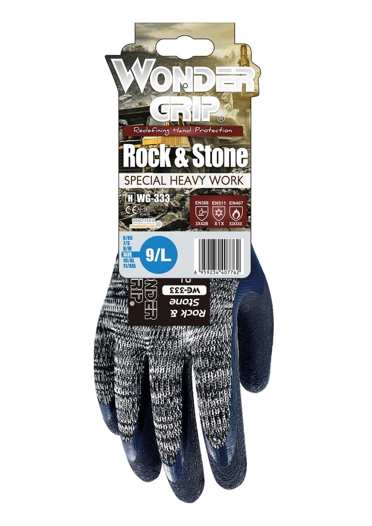 Guantes de látex con pulgar recubierto Wonder Grip WG-333 Rock &amp; Stone