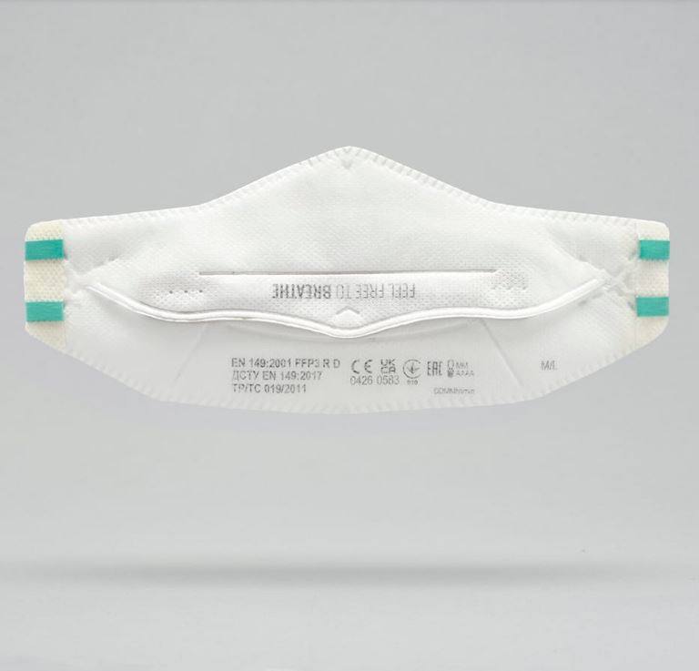 Mascarilla FFP3 plegable con válvula BLS Zer0 033 Flat,  tres solapas de alta protección y baja resistencia respiratoria con lámina protectora