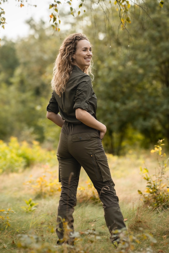 Pantalones repelentes de insectos Rovince Flexline Women, multibolsillos con partes elásticas, ventilación y UPF50+