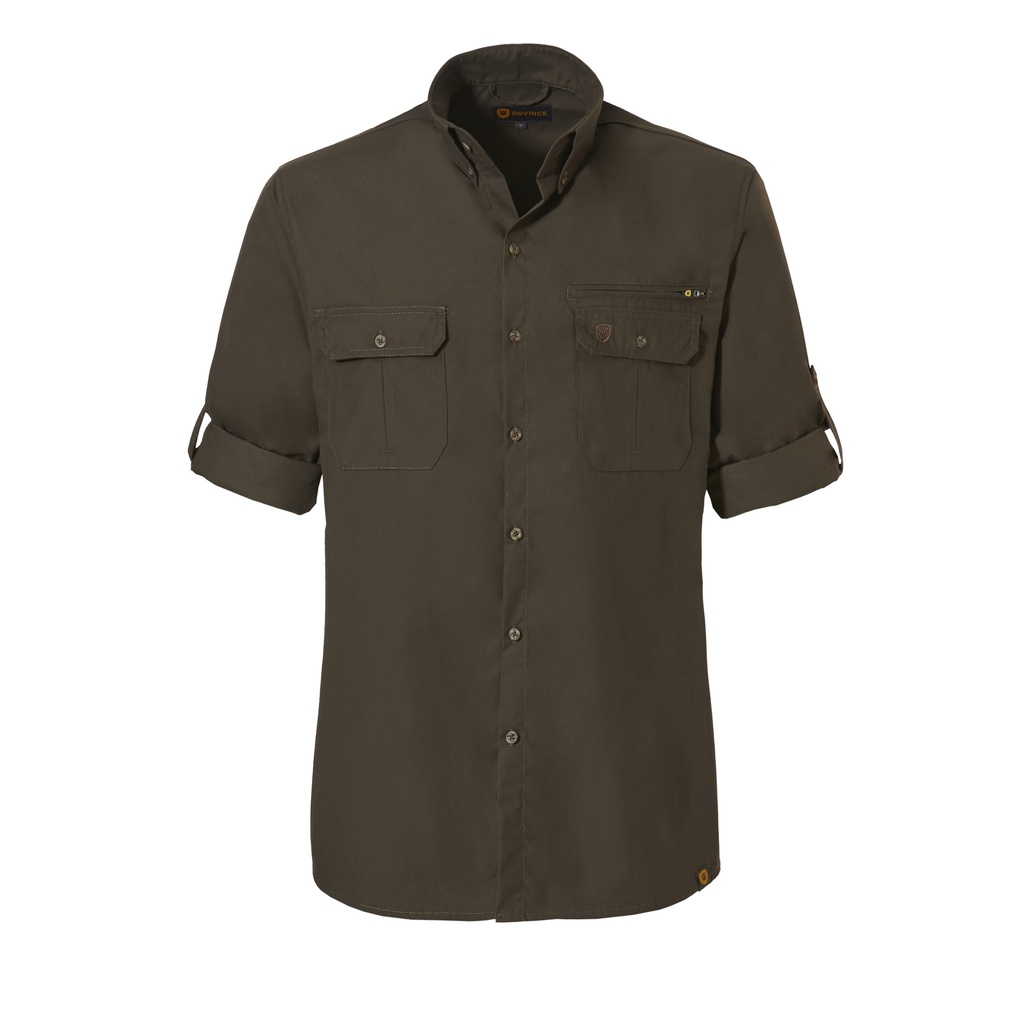 Camisa de manga larga Rovince Ergoline diseño para hombre, revestimiento antiinsectos, dos bolsillos en el pecho con solapa, un bolsillo en el pecho con cremallera, cuello abotonado, NEN-8333, EN-17487, UV50+.
