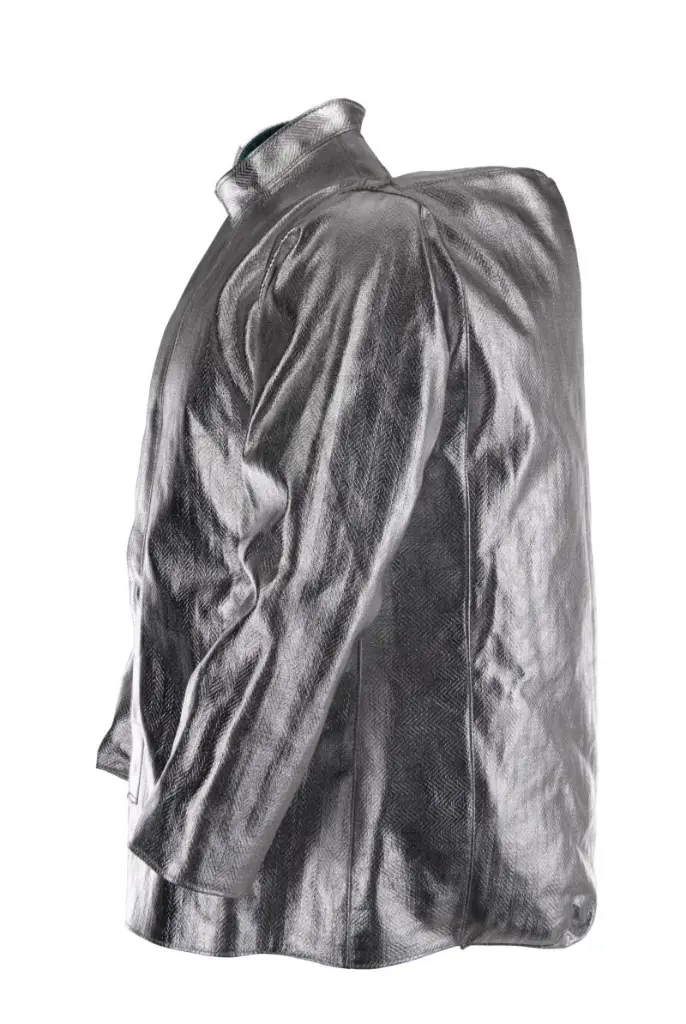 Chaqueta de aramida aluminizada Coval V3KA , velcro+botones a presión cubiertos con solapa, EN ISO 11612:2015 A1+A2 B1 C3 D3 E2 F1