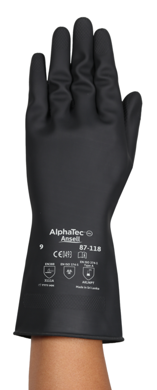 Guante látex neopreno negro ANSELL Alphatec 87-118 (antes G17K)