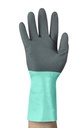 Guante Ansell Alphatec 58-128, protección química con máxima destreza, certificado de ergonomía, nitrilo elástico grip technology sobre soporte textil de trama abierta, 28 cm.
