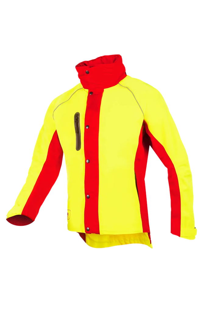 Chaqueta impermeable Sip Keiu (1SLR), impermeable y transpirable, capucha en cuello, ventilaciones,  diseñada para trabajos forestales, EN17353 (visibilidad mejorada)