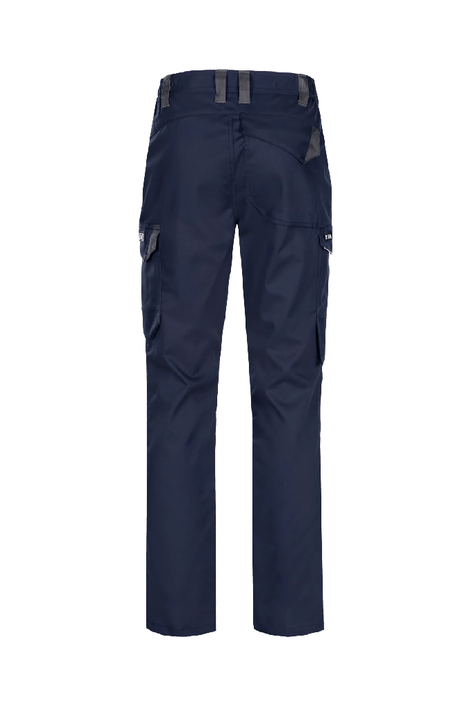 Pantalones Sioen Soyuz ignífugo y antiestático, soldadura clase 2, protección arco eléctrico APC2 - ELIM 25 cal/cm², bolsillos para rodilleras, 450 gr/m², azul marino/gris antracita 