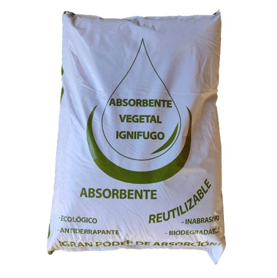 Absorbente vegetal ignífugo ECOABSORB saco de 45 litros.