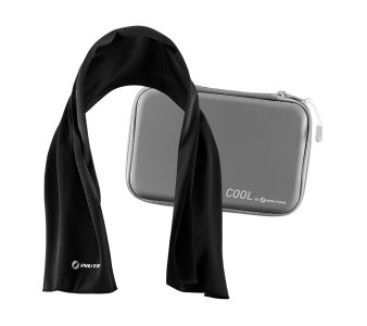 Tovallola refrescant evaporativa Inuteq BODY COOLING TOWEL+, tecnologia QCK, refrescant quan està humida, ús com a tovallola estàndard en sec. Estoig inclòs.