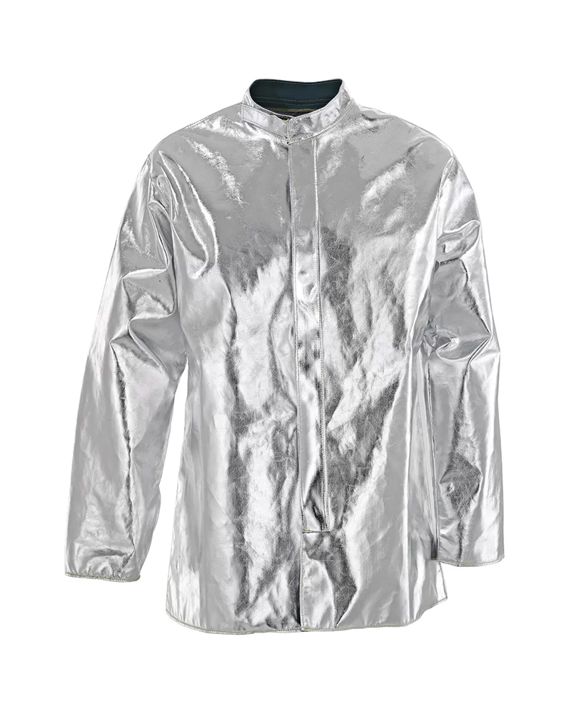 Jaqueta aluminizada Coval AluSoft V3TCKA, lleugera i flexible amb interior d'aramida/carboni, coll alt i tancament de velcro i botons de pressió, EN ISO 11612:2015 A1 B1 C3 D3 E3