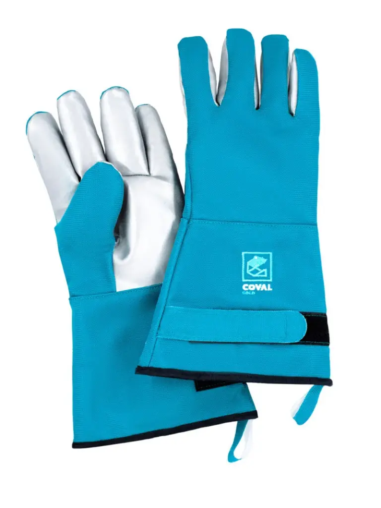 Guante criogénico Coval Artic Fox 38 cm, palma en tejido térmico con silicona antideslizante,  membrana impermeable Porelle y 2 capas de aislante PolarNest, para trabajos con nitrógeno líquido, EN511 niveles 331, EN388 2343D