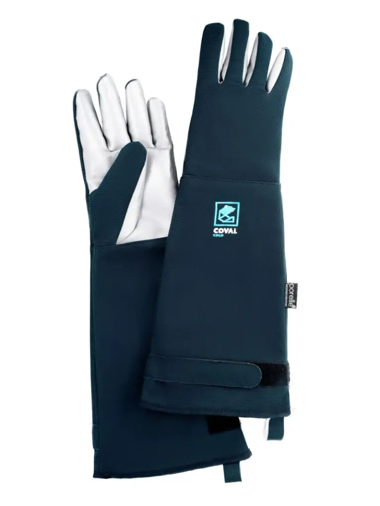 Guante criogénico Coval ArticPolar.30 de 50 cm, impermeable y apto para nitrógeno líquido con tejido de poliamida y palma de silicona antideslizante. Cumple EN 388:2016+A1:2018 2X44D EN 511:2006 131
