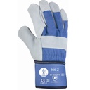 Guante de serraje gris dorso lona azul