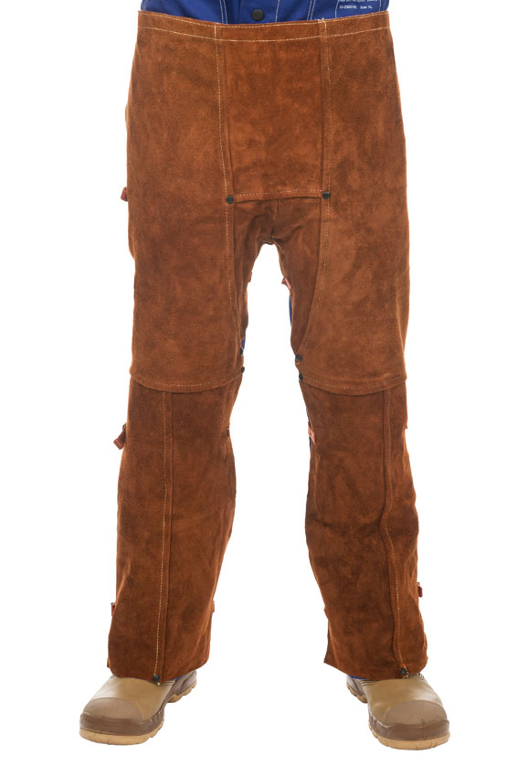 Cubrepantalón Weldas Lava Brown, piel serraje marrón de la máxima calidad.