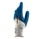  Guante Ansell 11-917 de nylon con baño de nitrilo rugoso azul en palma y 3/4 dorso.