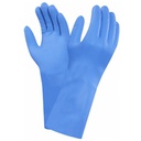Guante Ansell nitrilo azul flocado para alimentación y químicos, grosor 0,42 mm