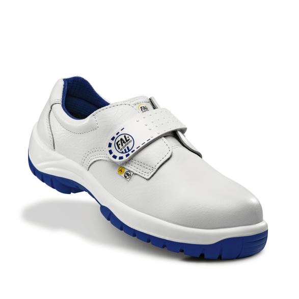 Zapato Omega de piel flor blanca, cierre velcro, S2 SRC CI ESD T.36