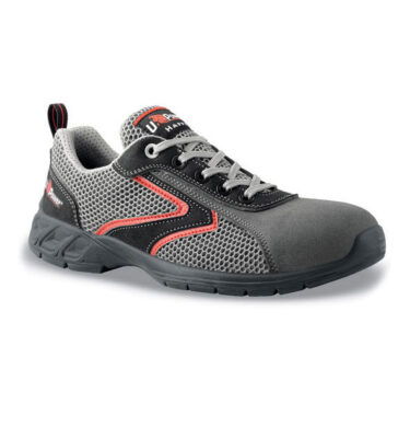 Zapato deportivo SHAKER U-Power de Airnet transpirable y piel afelpada gris, sin elementos metálicos, S1P.