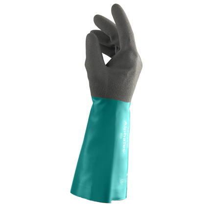 Guant Alphatec 58-535B de nitril verd amb palmell gris, Ansell Grip Technology™.
