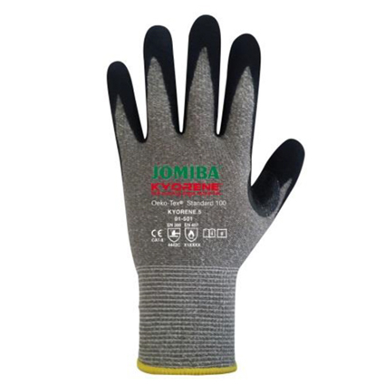 ​​​​Guante anticorte nivel C Kyorene 5 01-501, fibra de grafeno antibacteriana y espuma de nitrilo, refuerzo pulgar/índice