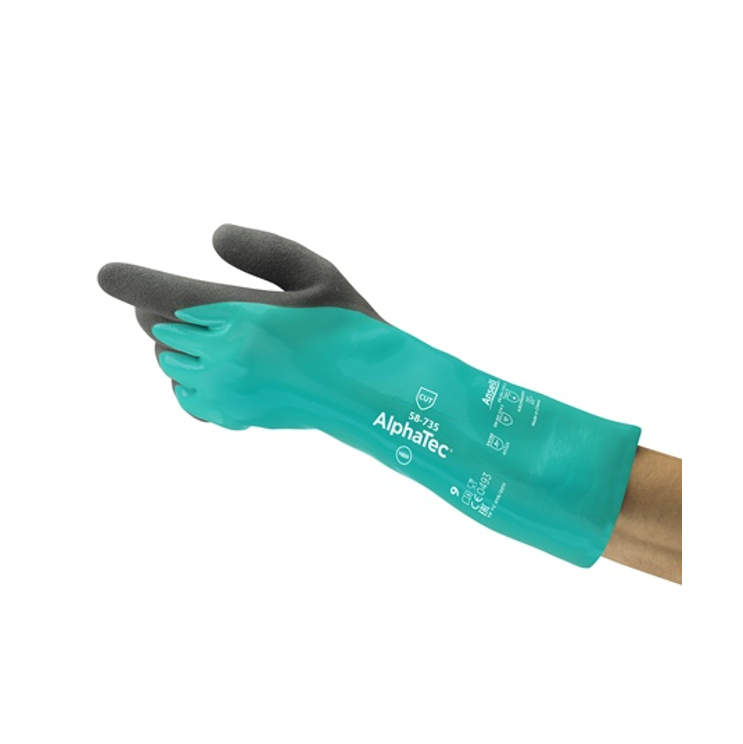  Guant ANSELL Alphatec 58-735, nitril grip technology, resistent a corts i productes químics