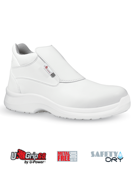 Bota de microfibra blanca U-Power Shine T.41, puntera no metálica, S2 SRC