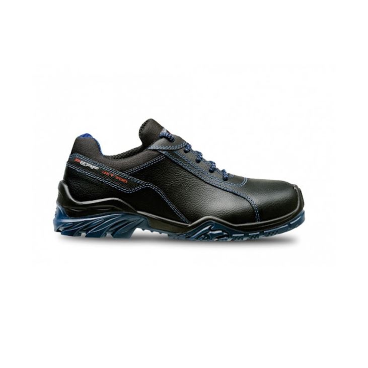 Zapato Perf Tornado Low, piel flor negra S3 SRC, sin elementos metálicos