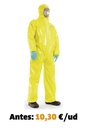 ​​​Buzo desechable Spacel 3000 RA/EBJ - amarillo tipo 3,4,5 y 6, riesgos químicos y biológicos, talla S