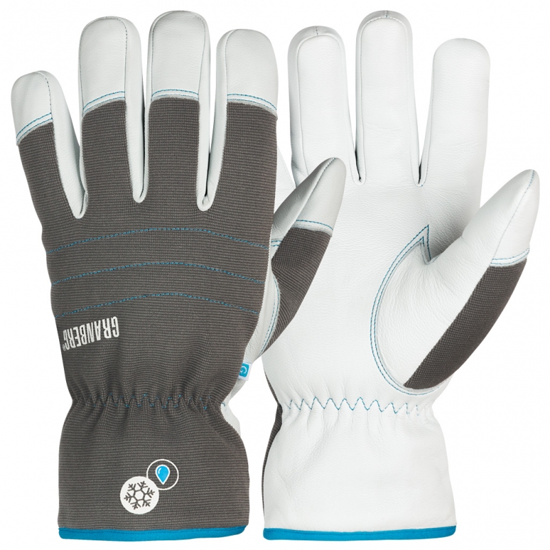 Guantes Granberg 1131051 de piel flor y spandex con forro Thinsulate y membrana Protex impermeable y cortavientos