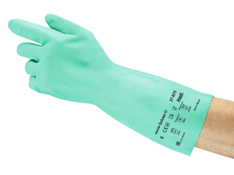  Guant nitril flocat ANSELL Alphatec Solvex 37-675, acabat arenós, 0.38 mm. gruix