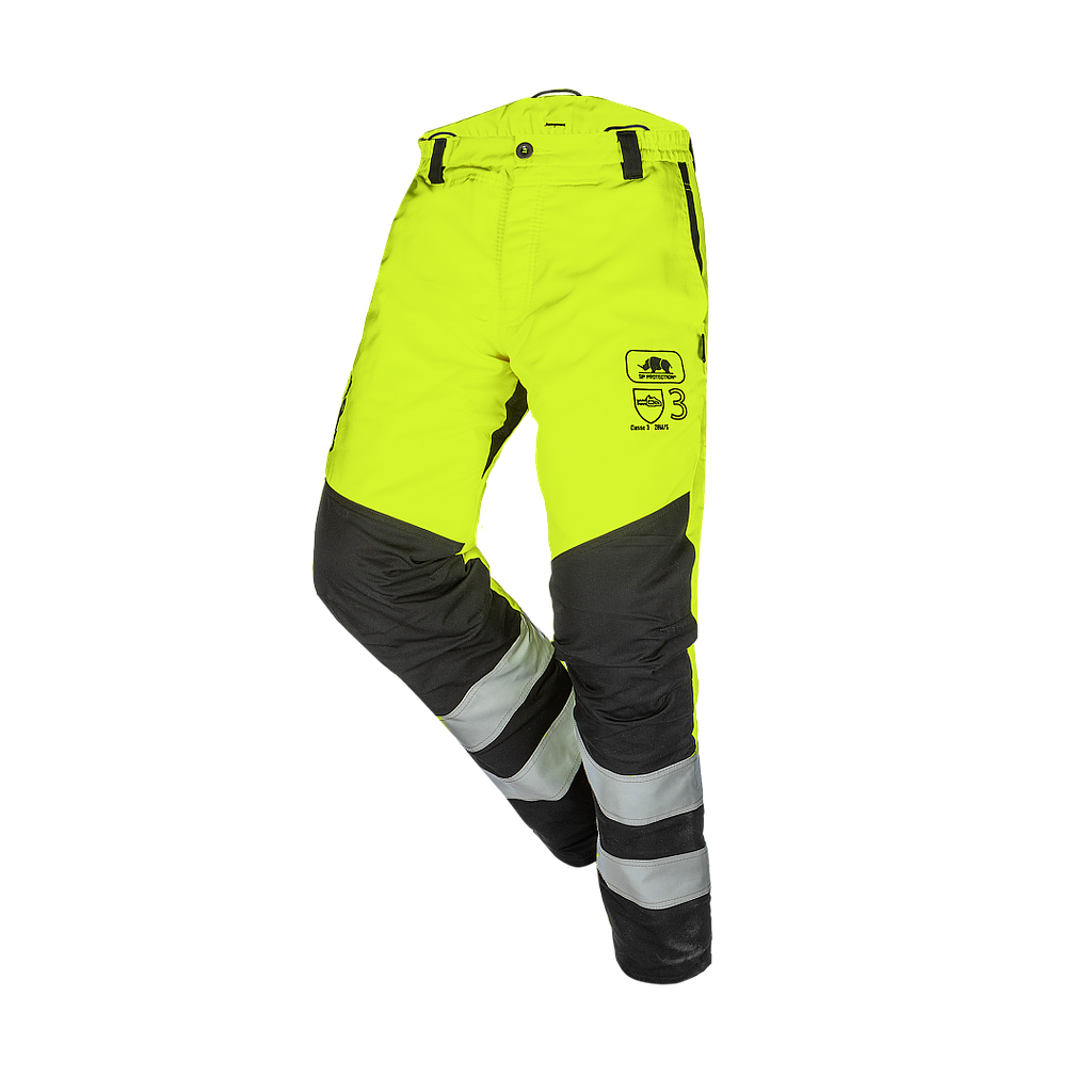 Pantalón para motosierra Sip Perthus Flash 3 (1RQ3) EN ISO 11393 clase 3 y alta visibilidad EN20471 clase 2