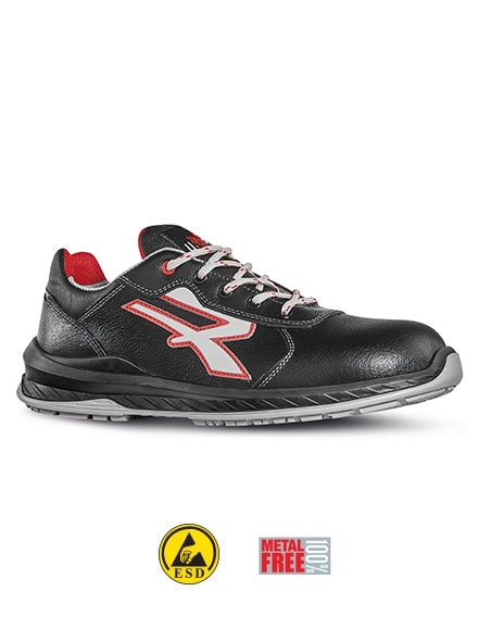 Zapato U-Power Parigi ESD con plantilla Basf Wow, piel flor negra, sin elementos metálicos, S3 CI SRC ESD