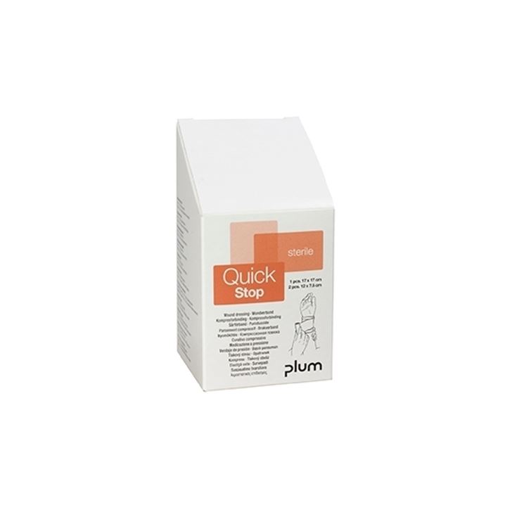 Recàrrega Plum QuickStop amb 3 vendes elàstiques i no adhesives per a talls (1 ud. 17 x 17 cm., 2 uds. 12 x 7,5 cm.)
