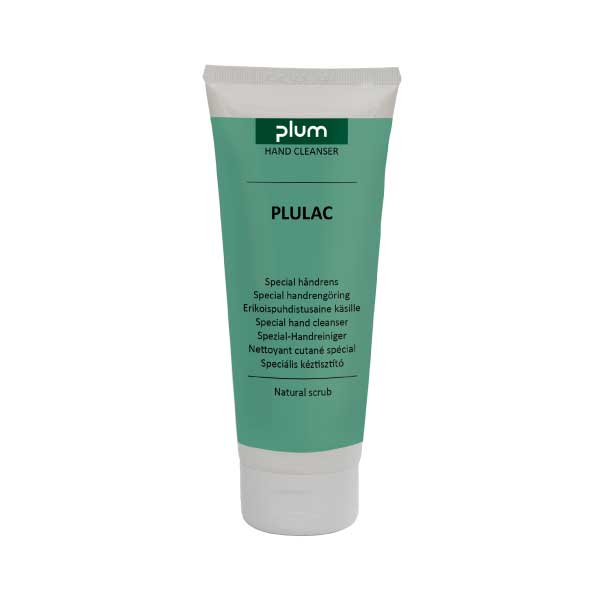 Pasta de limpieza de manos especial Plum Plulac tubo 250 ml, para la eliminación sensible de la contaminación pegajosa de barniz, resina, pegamento, etc.