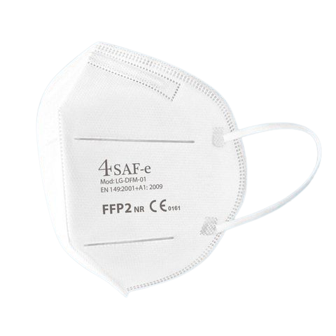 Mascarilla autofiltrante FFP2 NR LG-DFM-01, color blanco, clip nasal interior, ajuste a las orejas, certificada por Aitex