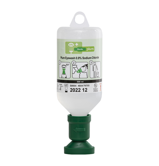 [4604] Botella lavaojos PLUM 4604 para partículas 500 ml. solución salina.