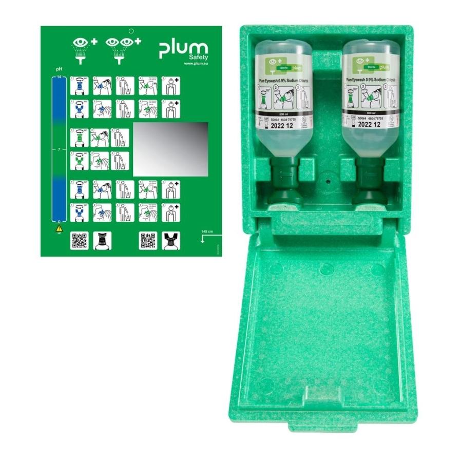 [PL4650] Estación lavaojos PLUM Box estanca a polvos con 2 botellas x 500 ml. de solución salina