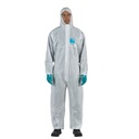 Buzo desechable Ansell Alphatec Microgard 1500 Wh Plus -111, cat. III,  prot. química tipo 5 y 6, antiestático, muy transpirable.