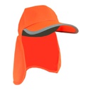 [10-02-24] Gorra transpirable con cubrenucas Simloc, color naranja alta visibilidad, protección solar UPF50+ según norma DIN EN 13758-1