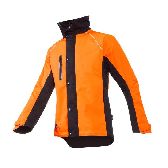 Jaqueta Sip Keiu (1SLR), impermeable i transpirable, caputxa en coll, dissenyada per a treballs forestals, EN17353 (visibilitat millorada)