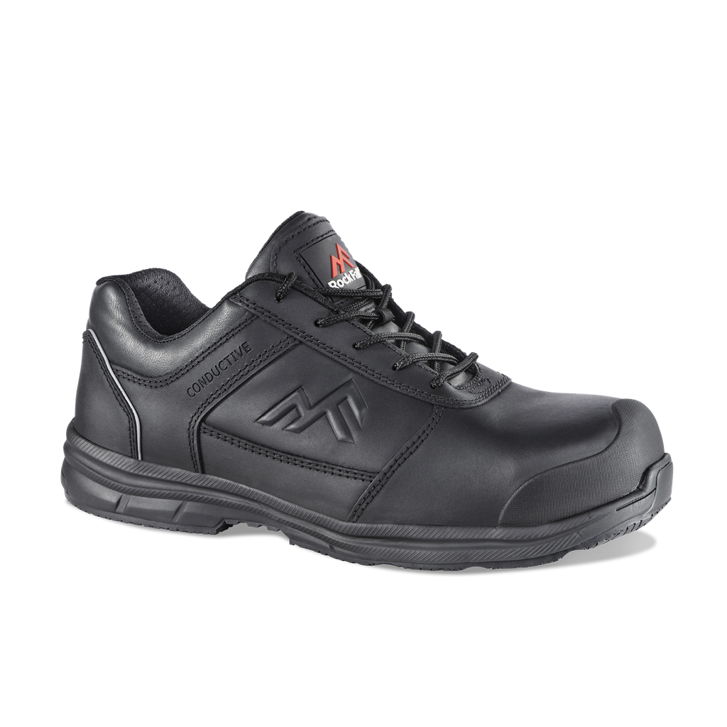 Zapato de Seguridad Conductivo RockFall RF002 Zinc – Cuero LWG Gold y Libre de Metales para una protección y comodidad superiores en entornos controlados. Cumple Norma EN ISO 20344 C