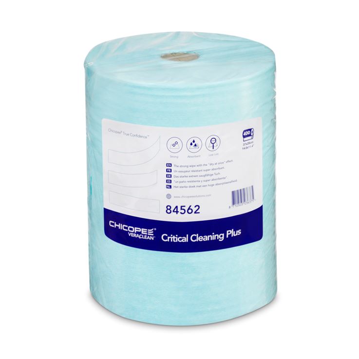 [84562] Bobina blava draps sense teixir Chicopee Veraclean Critical Cleaning Plus 400 serveis 37x29 cm