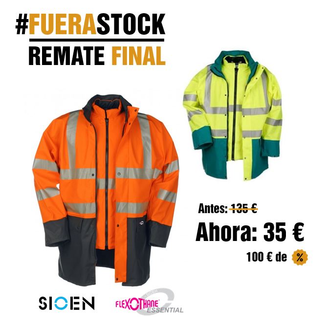  Parka Sioen Marianis A.V. 3 en 1 amb armilla extraïble, exterior poliuretà Flexothane, molt lleugera.