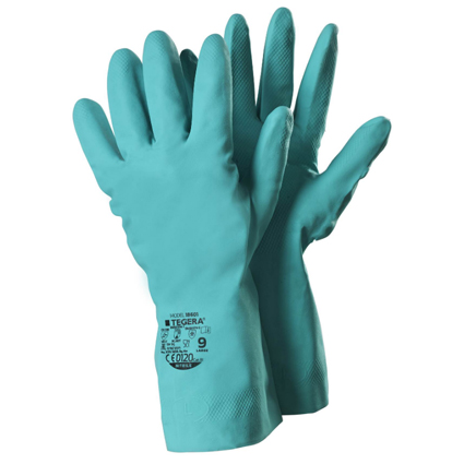 Guant de nitril folrat verd Tegera 18601, alta resistència química