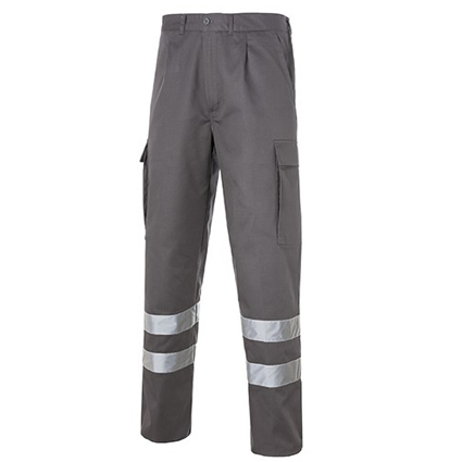 Pantalón multibolsillos 100 % alg con dos bandas reflectantes, 270 gr.