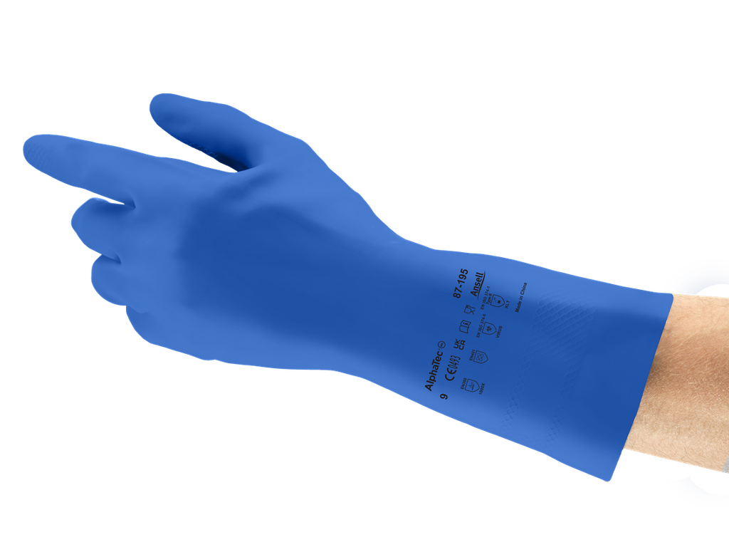 Guante alimentario látex azul ANSELL AlphaTec® 87-195 (antes Versatouch)