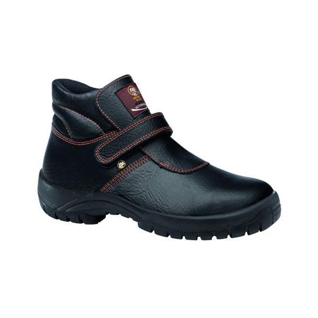Bota con velcro de piel flor negra