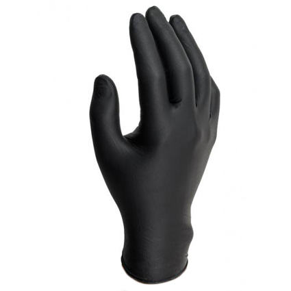 Guante Microflex nitrilo negro sin polvo, con textura en toda la mano, antiestático.
